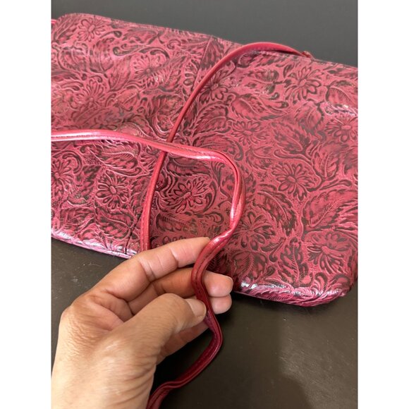 Vintage Shoulder Bag Paisley Flower Leaf Pattern Faux Leather - Picture 4 of 5